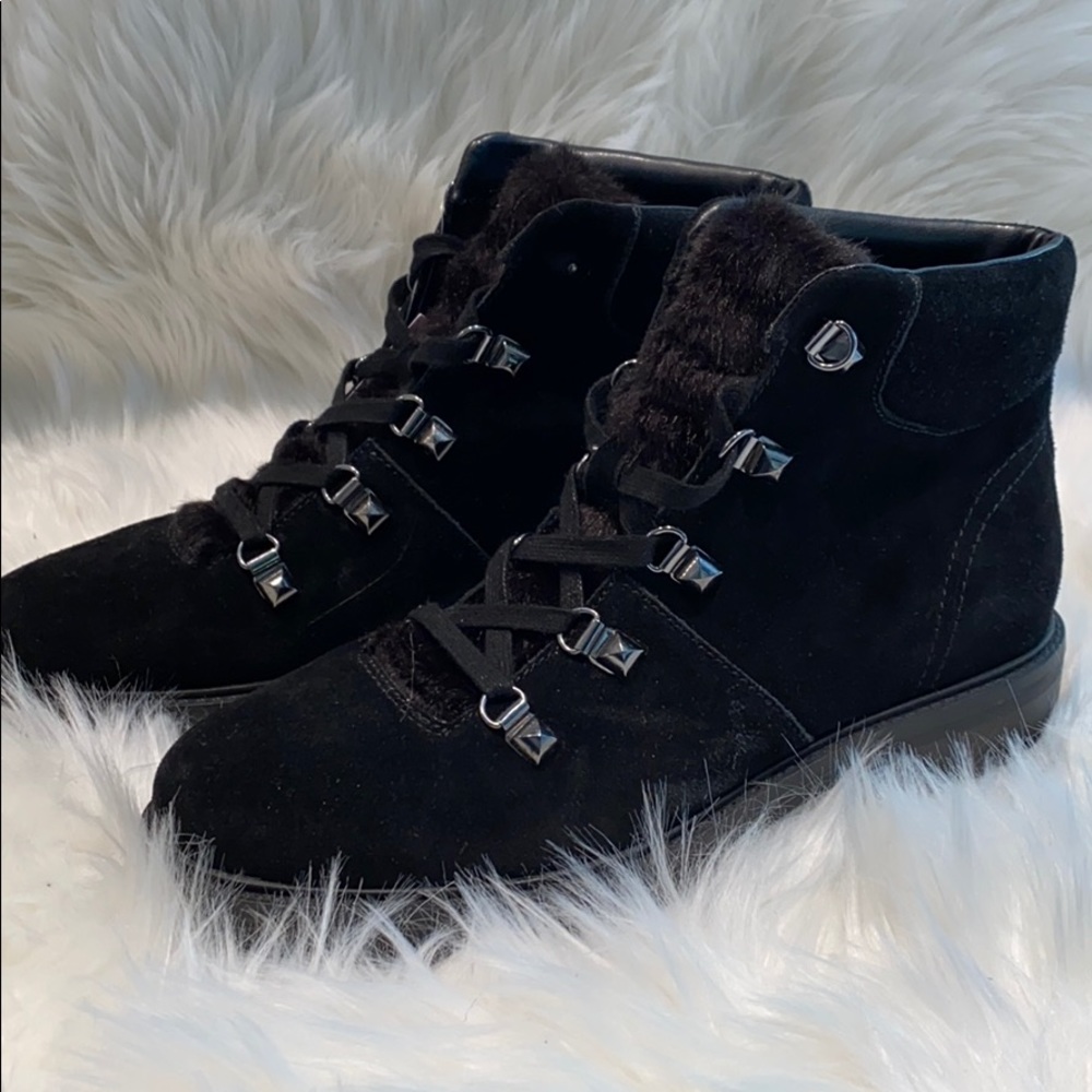 MARC FISHER Shearling Fur Suede Hiking Ski Combat Boots